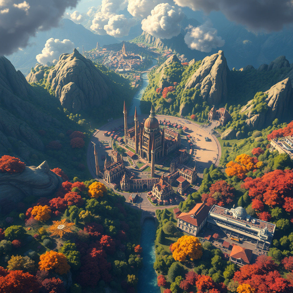 Fantastical World Illustration in Unreal Engine 5 Style