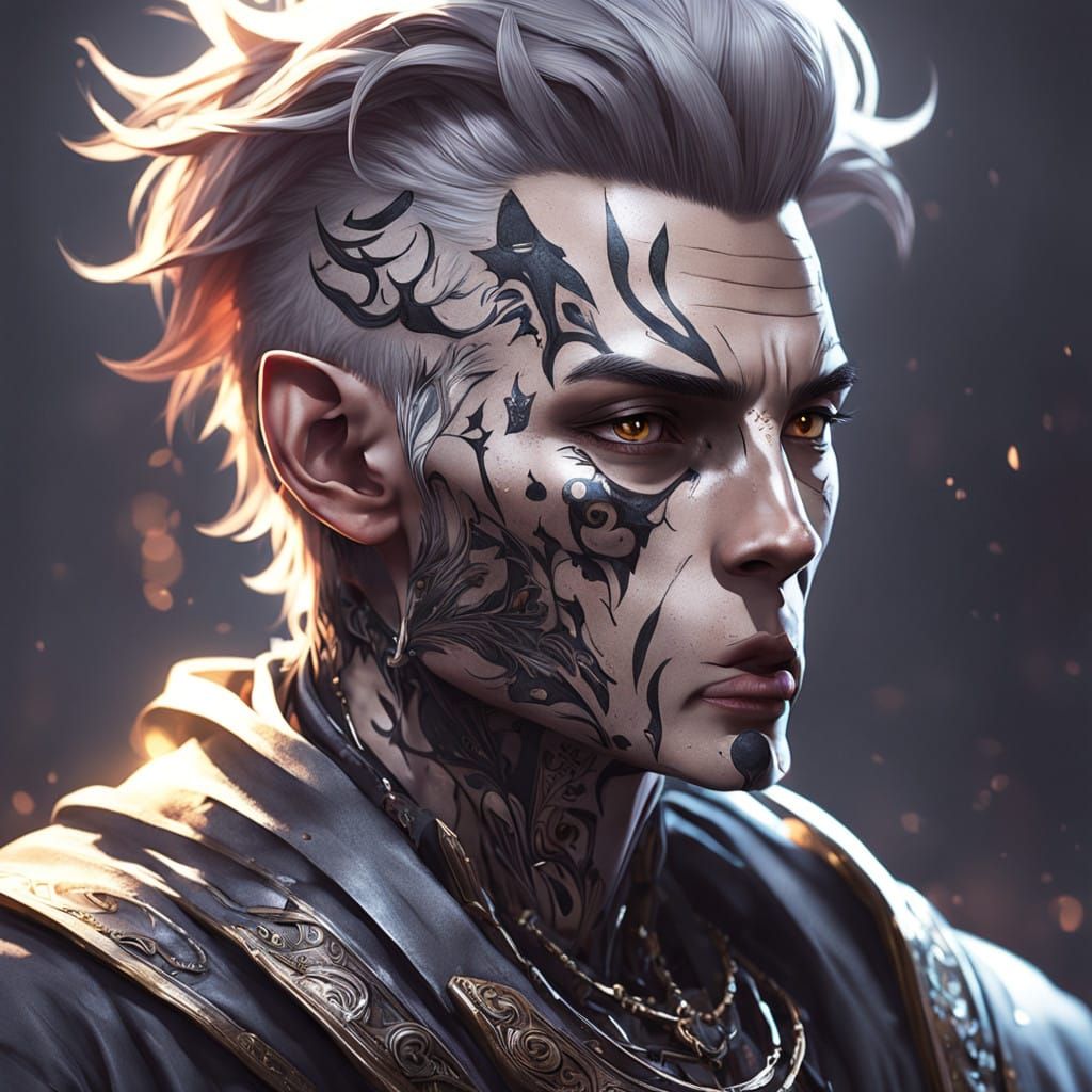 Androgynous Anime Goddess with Enigmatic Grey Eyes