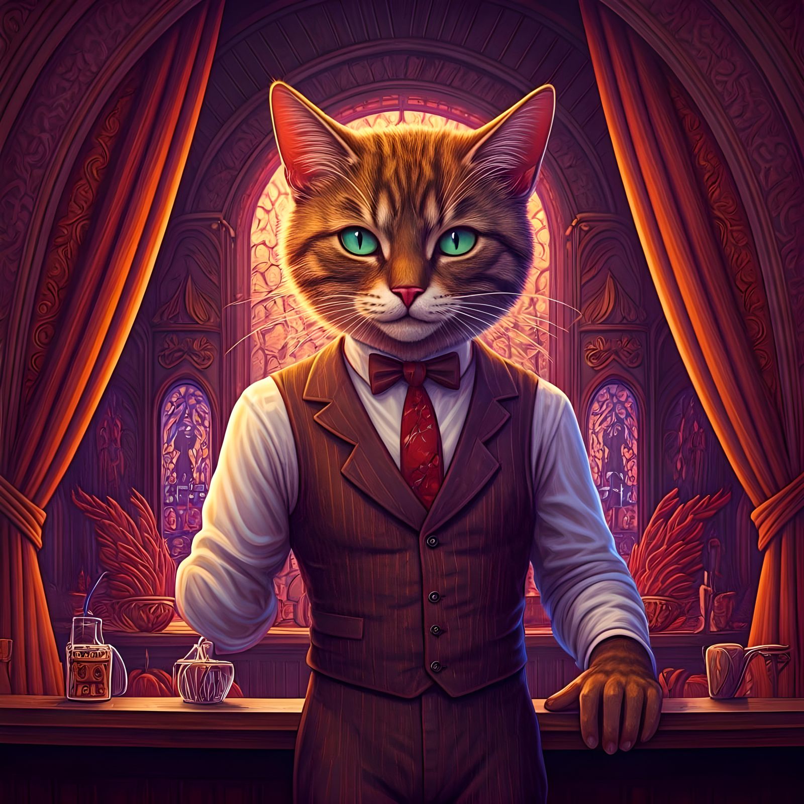 Psychedelic Fantasy Castle: Cat Waitstaff Celebration