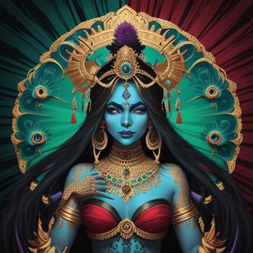 Goddess Kali in Abstract Expressionism Style