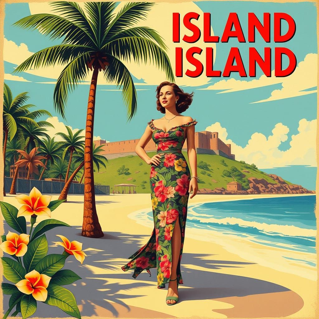 Devil's Island Travel Poster in Art Deco Style