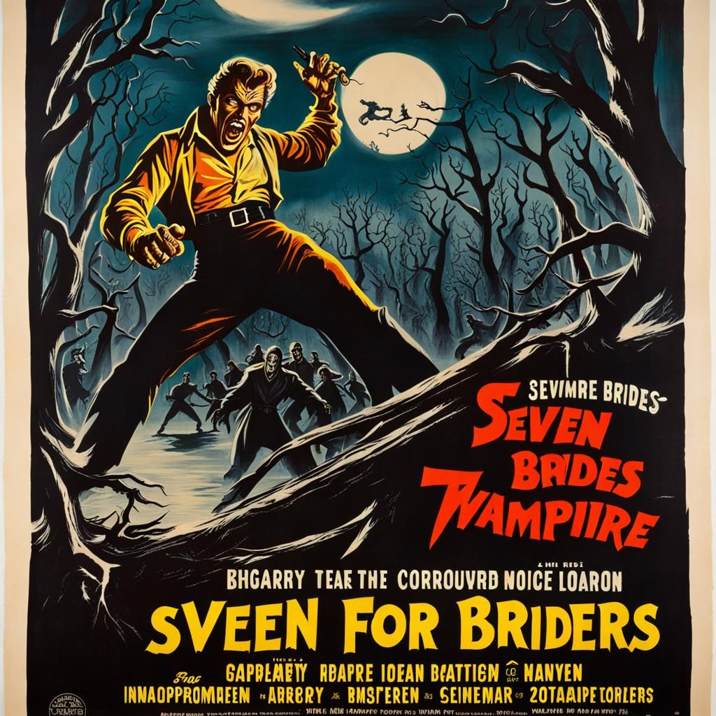 Retro Horror Film Poster: Seven Vampire Brothers