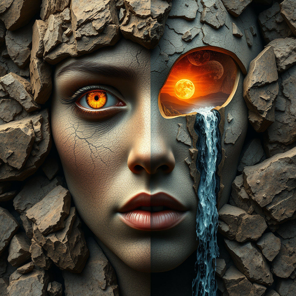 Stone Woman: Organic, Geological Textures in Cosmic Surreali...