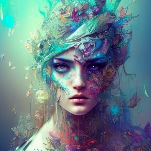 Beautiful Dragon with Enchanting Flowers in Hyperdetailed St...