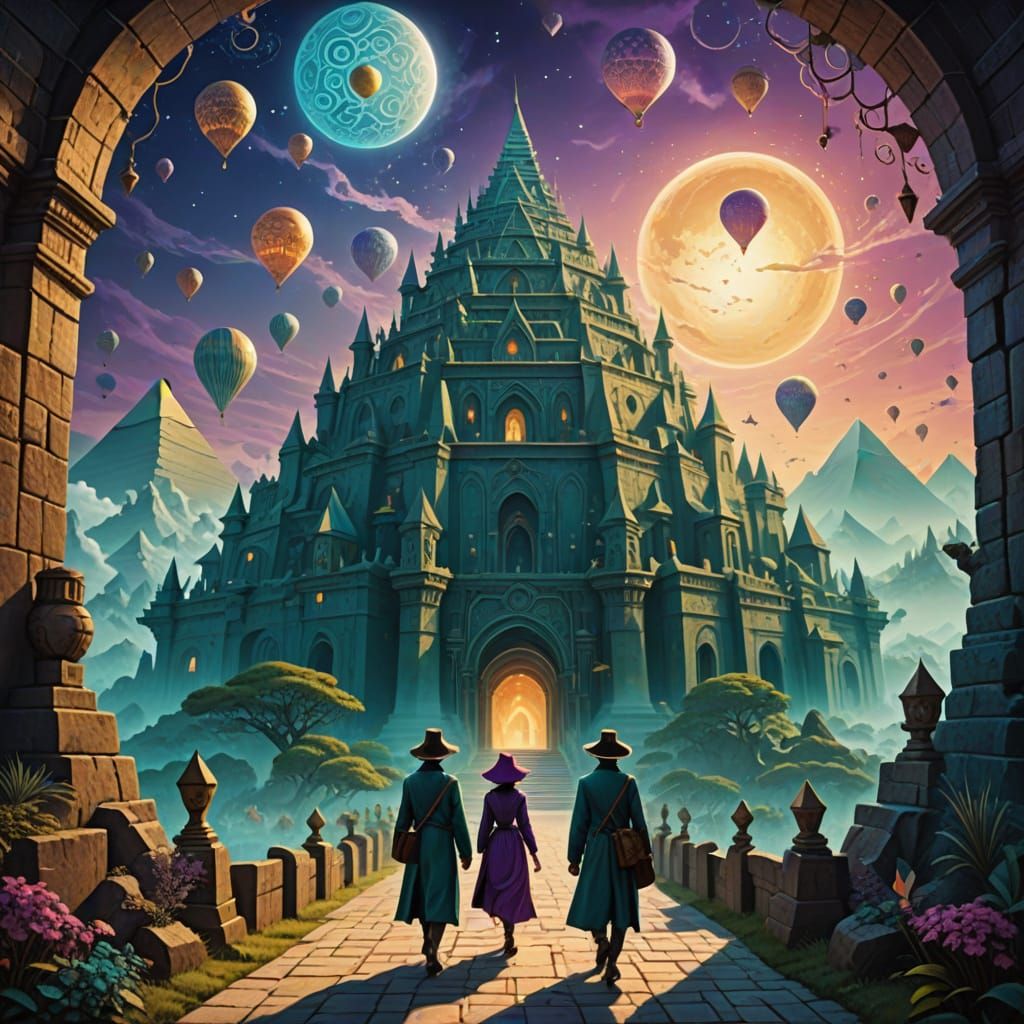 Surreal Cityscape of Wondrous Pyramids and Shrines