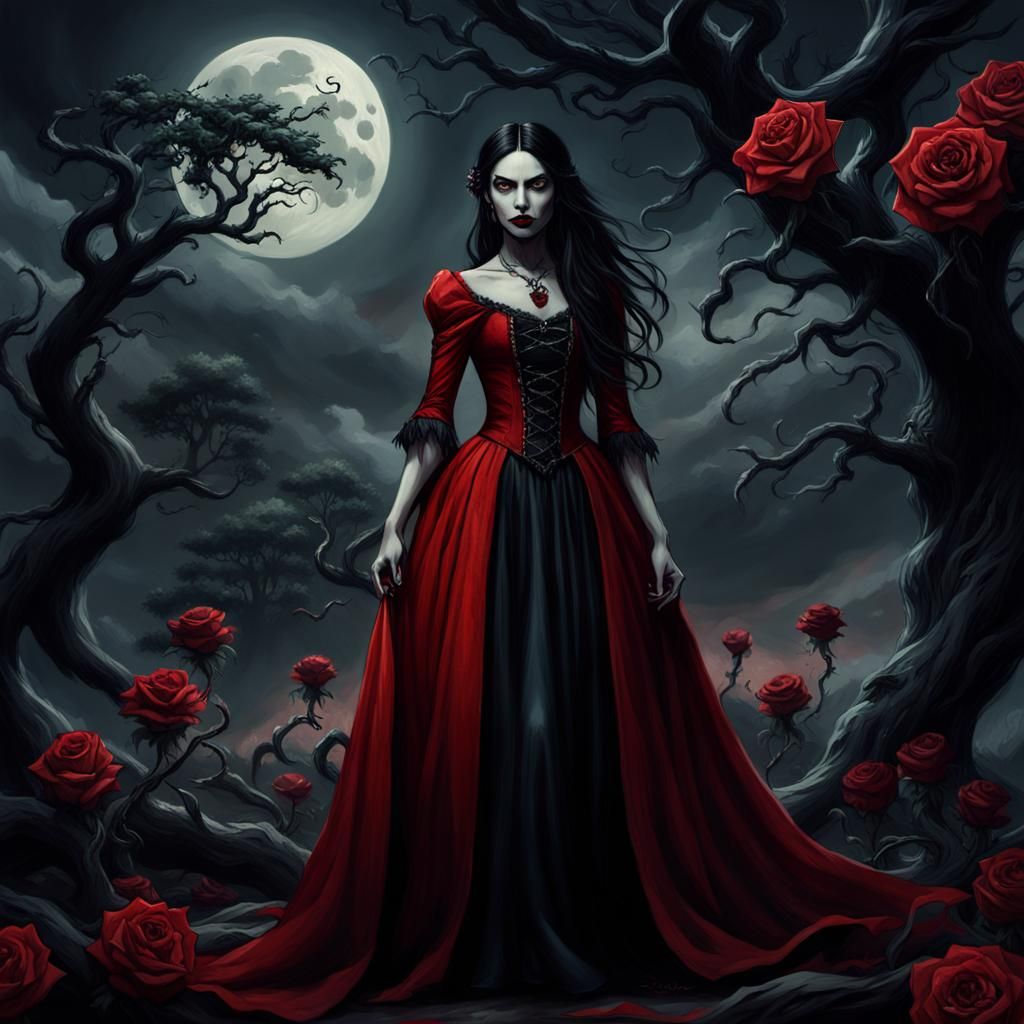Eerie Gothic Vampire Portrait in Dark Fantasy Style
