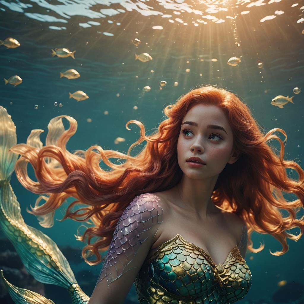 Ariel the Mermaid in Disney-Inspired Fantasy Film Still