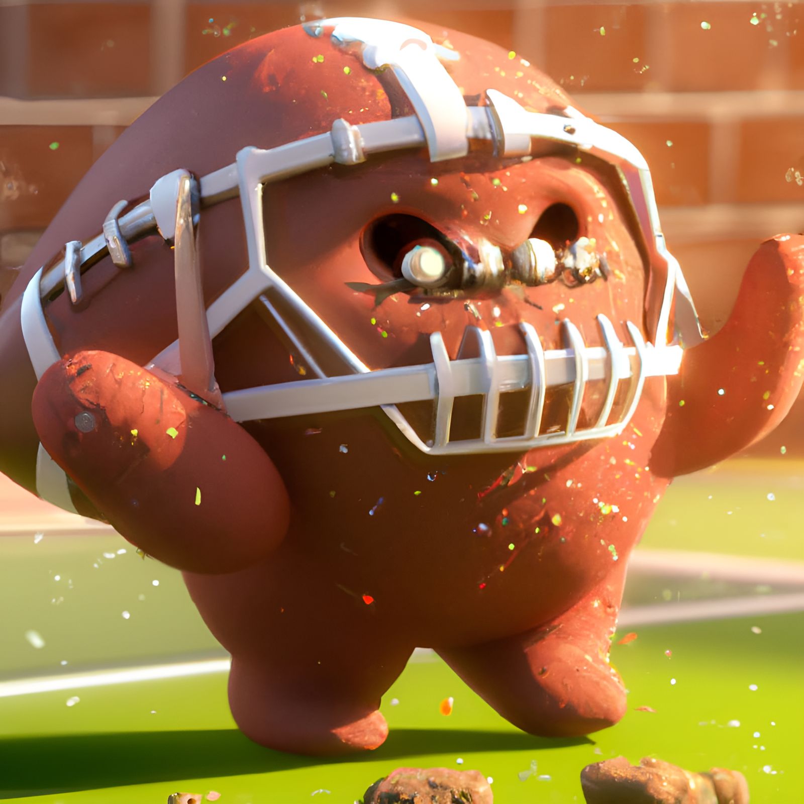 Adorable Cookie Plays Football: 3D Digital Art
