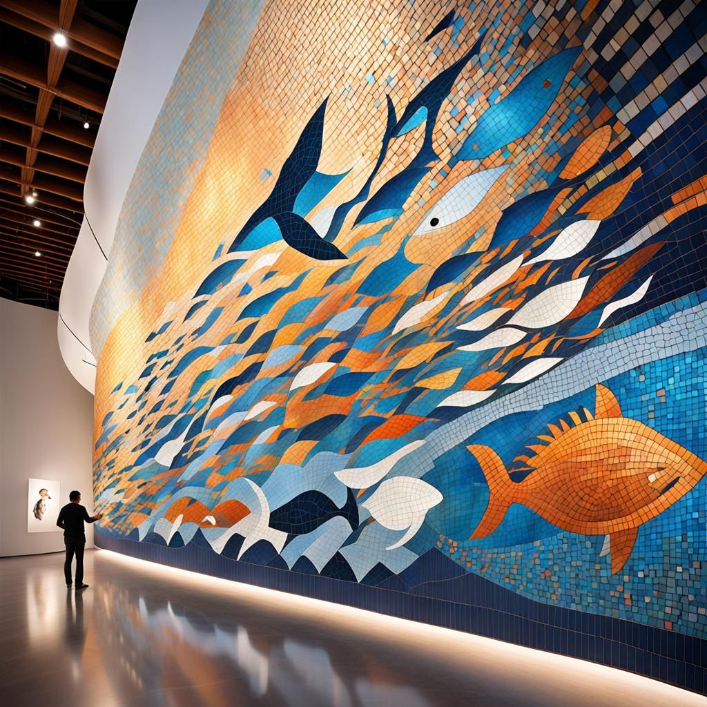 Mosaic Underwater City with Marine Life