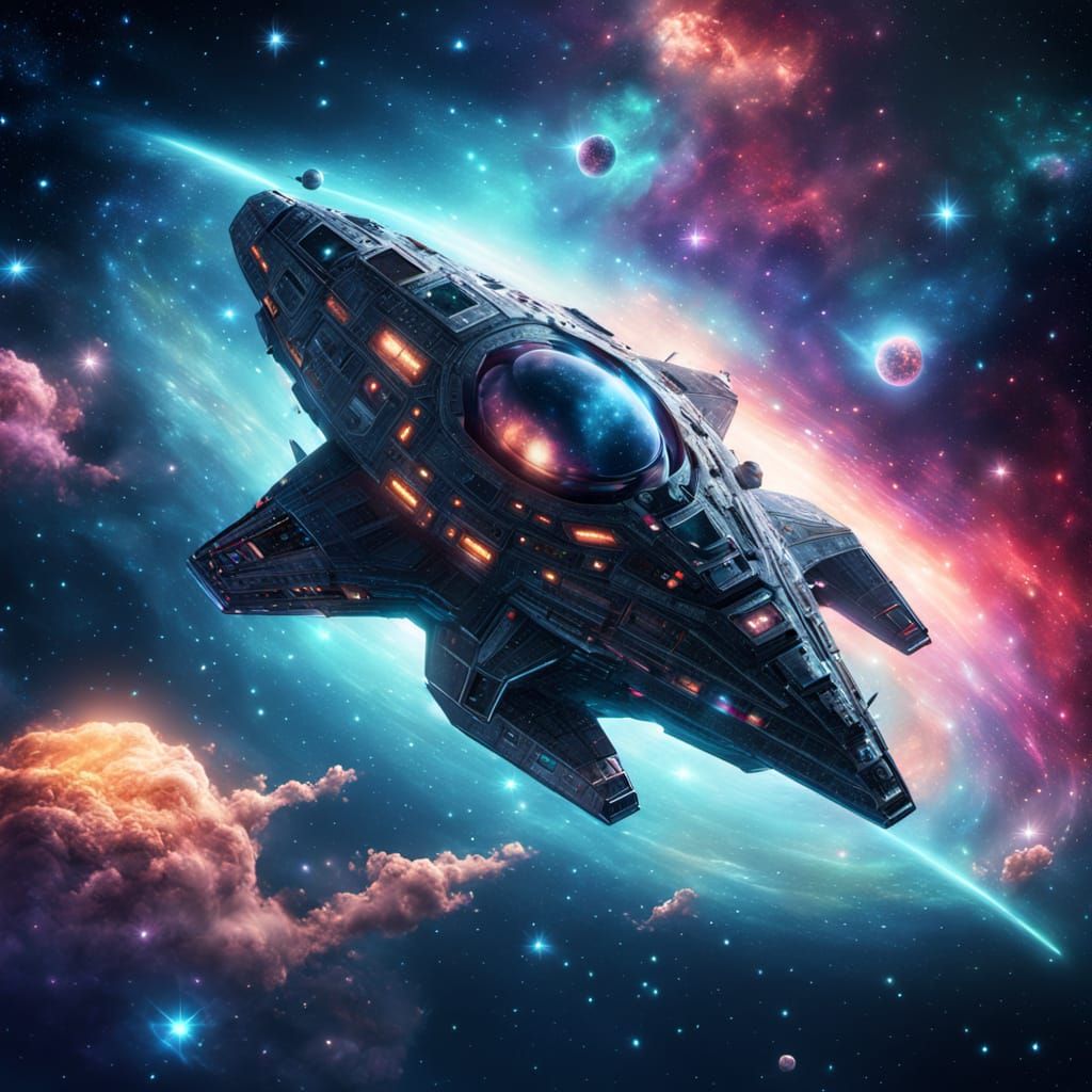 Stellar Spaceship in Dreamlike Cosmic Landscape