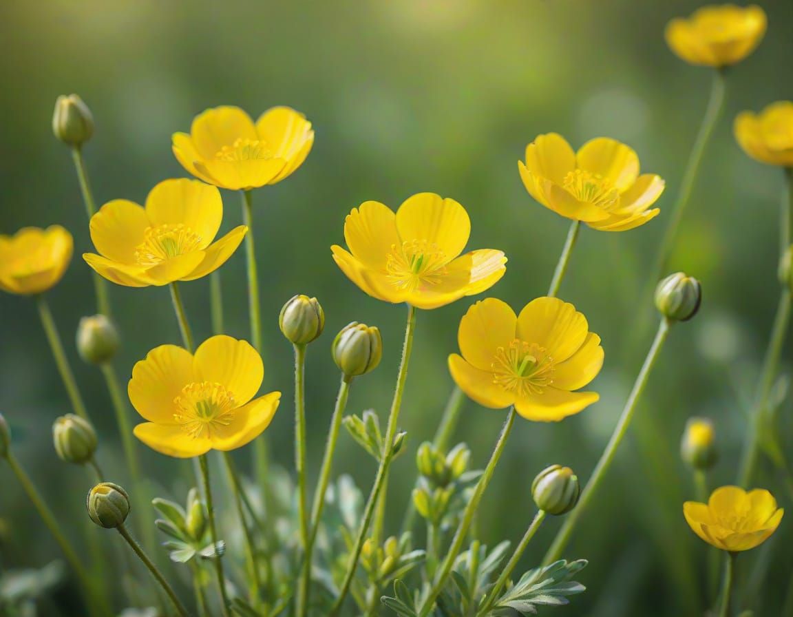 Vibrant Yellow Wildflowers in Soft Focus
