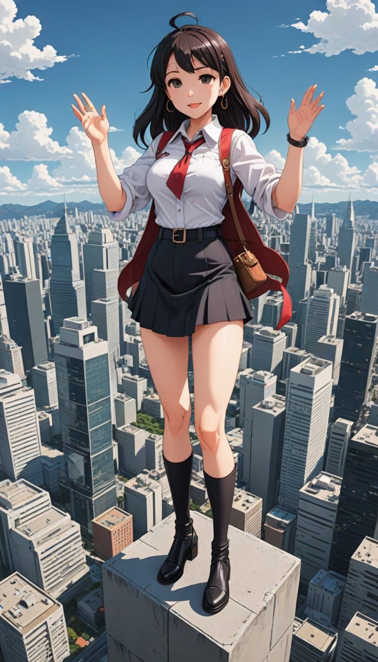 Vibrant Giantess in Anime Style