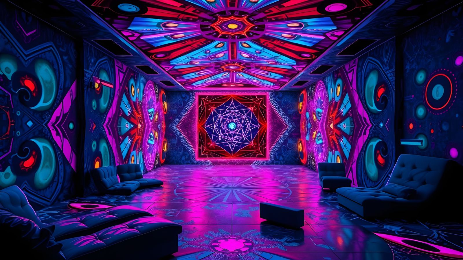 Magic Space Rooms in Sacred Graffiti Art Style