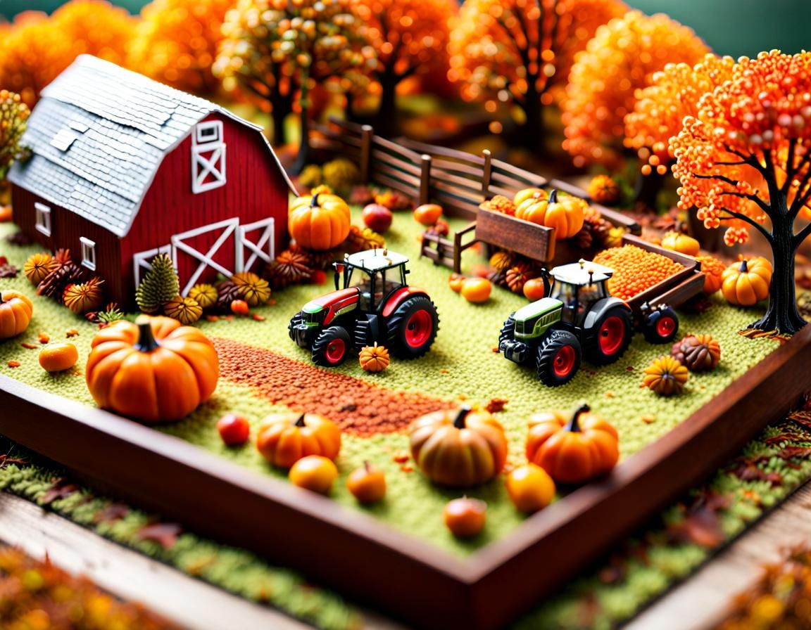 Autumn Harvest Diorama in Arts and Crafts Style