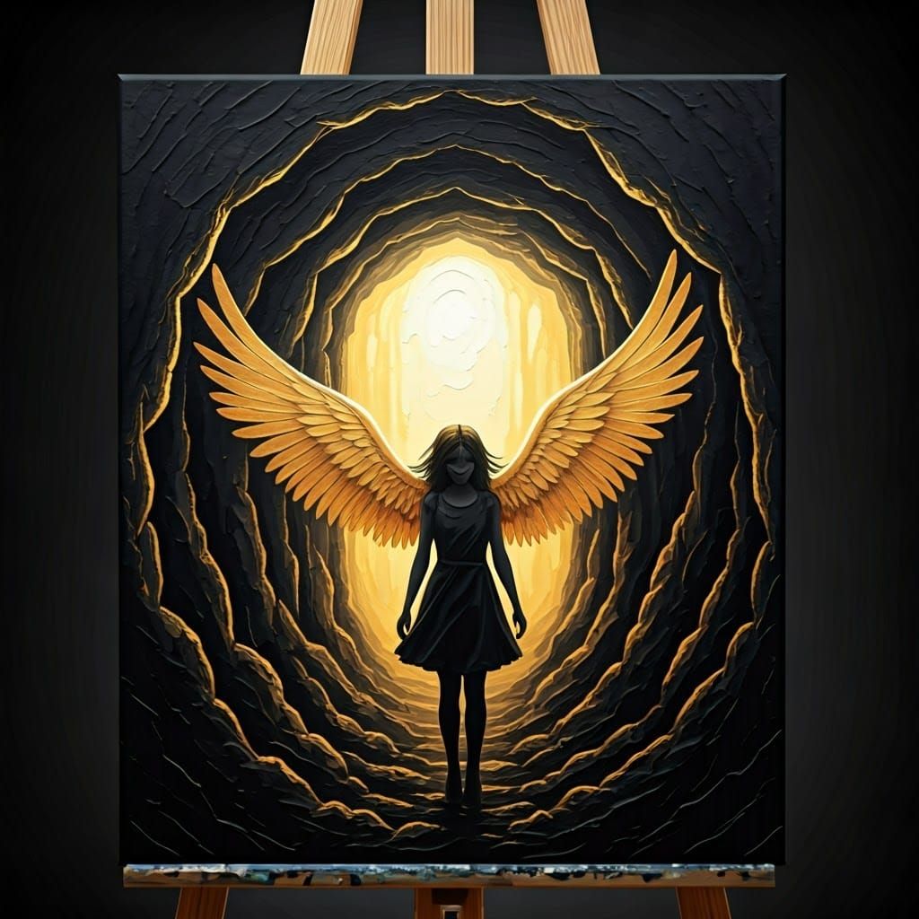 Golden Hope Emerges from Darkness Painting