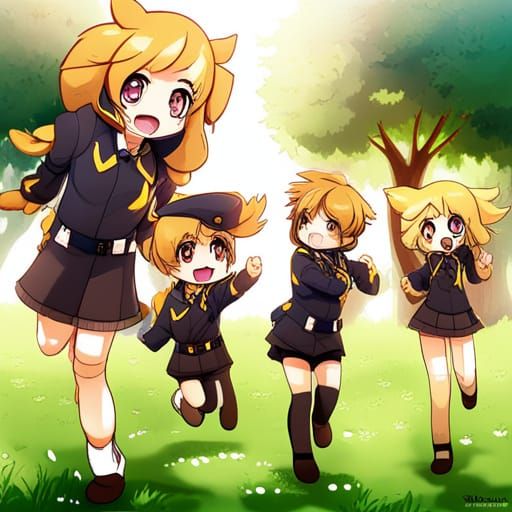 Golden Retrievers Play Football: Anime Style