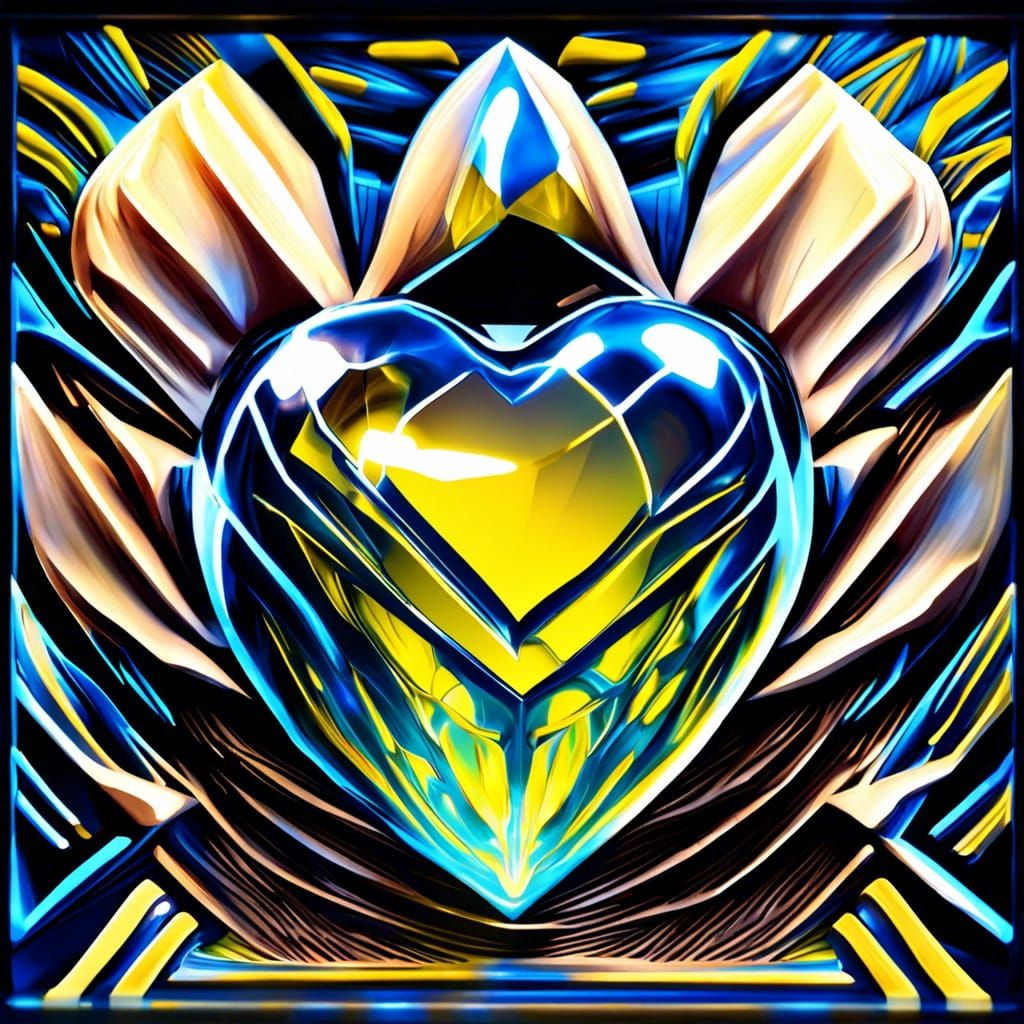 Giant Humanoid Holding Glass Heart in 4K