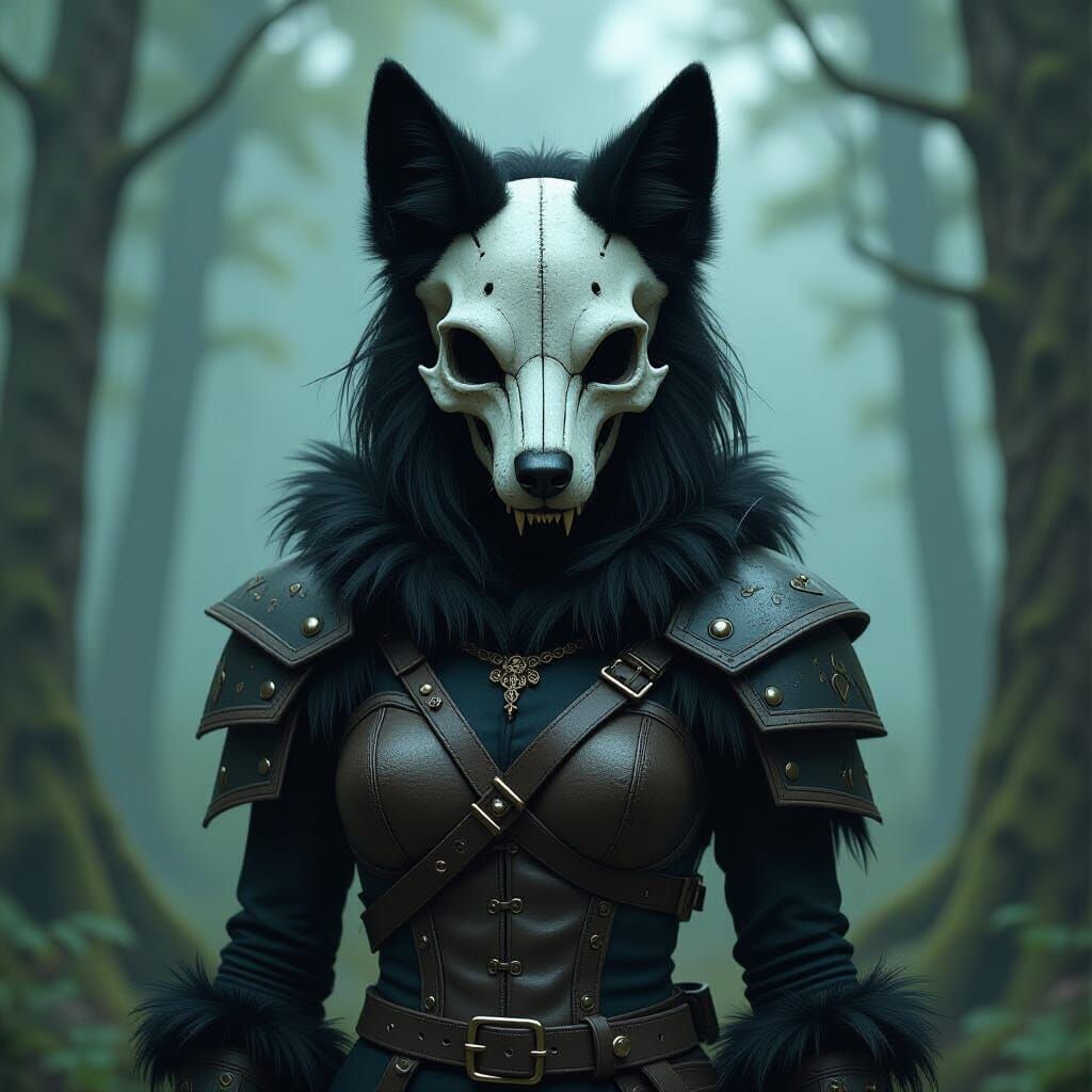 Canine Skull Creature in Dark Mystical Forest