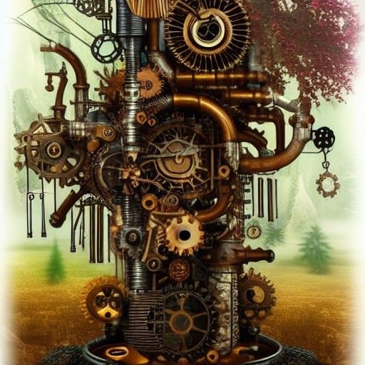 Steampunk Engine Powers Mechanical Forest