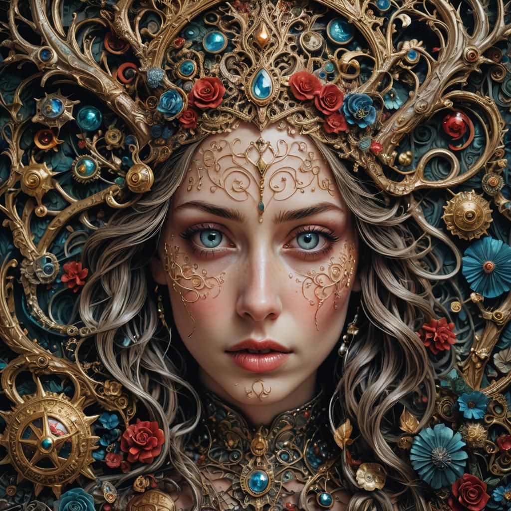 Hyperrealistic Fairytale Portrait in Maximalist Style