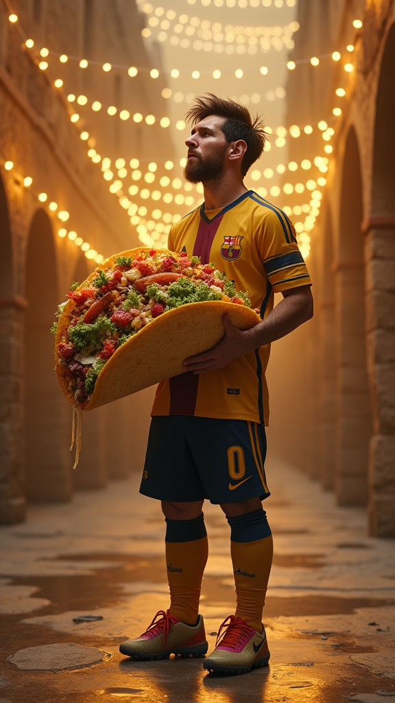Messi and Giant Taco in Mystical Arena