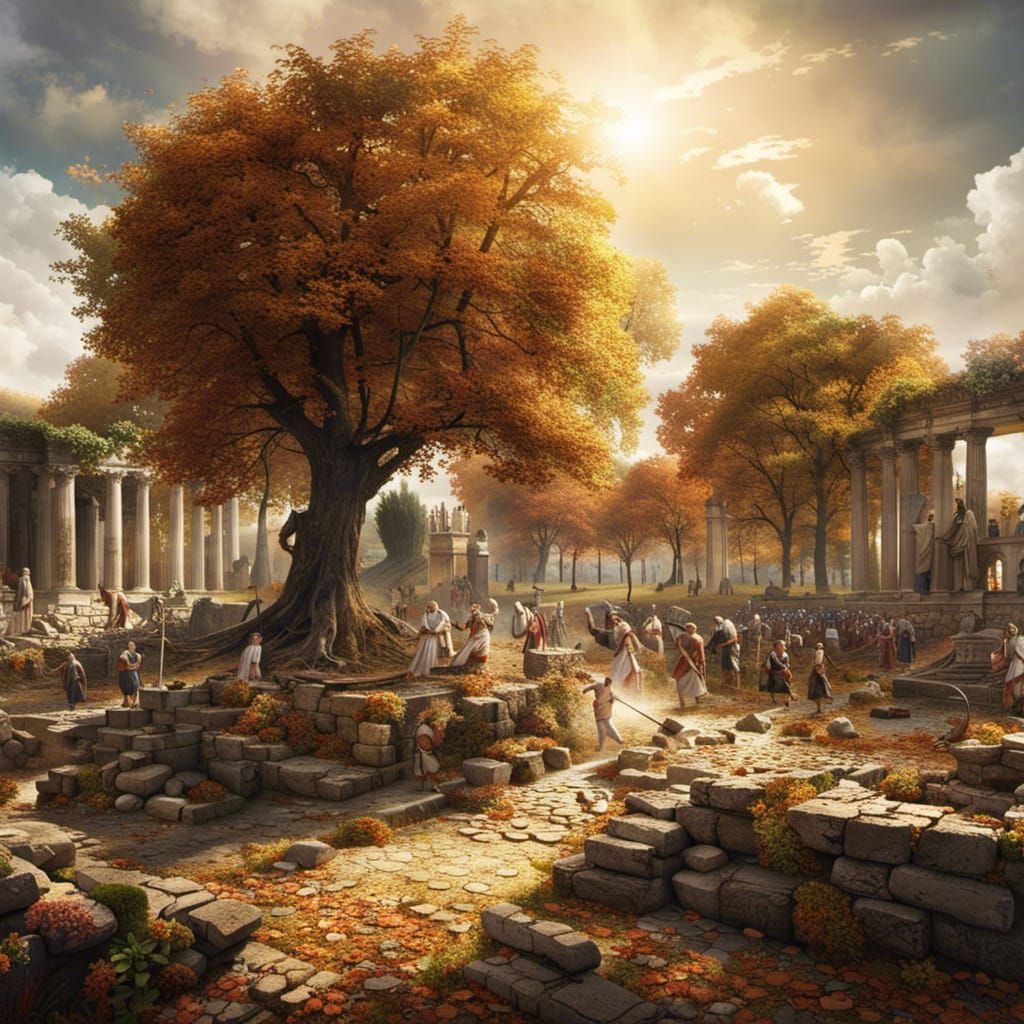 Romans Constructing a Germanic Town in Matte Painting