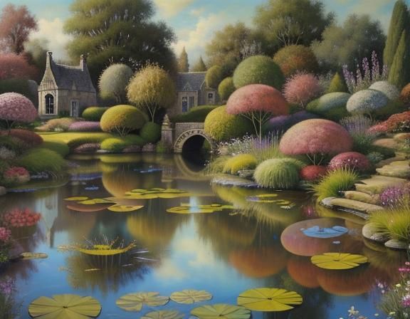 Whimsical Celtic Water Dwellers in a Scottish Garden