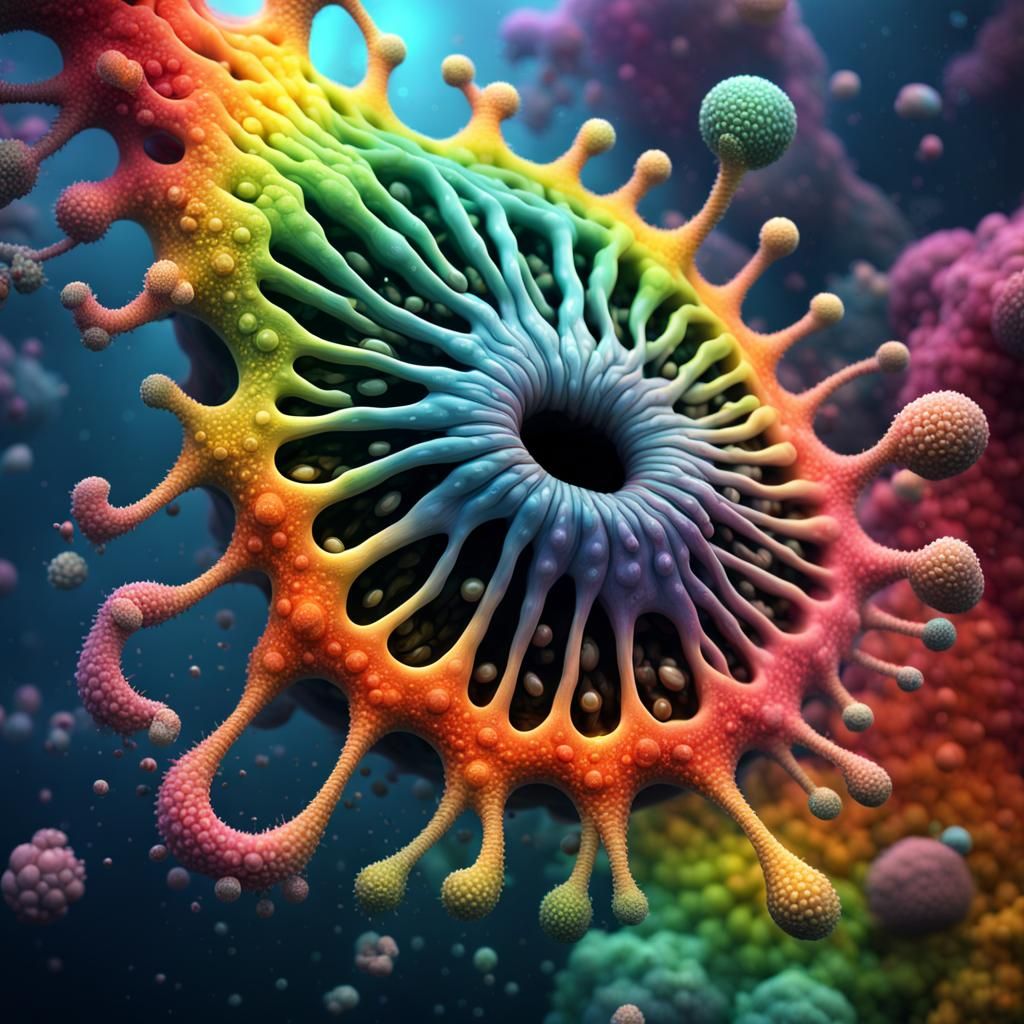 Rainbow Flagellate Amoeba in Digital Painting Style