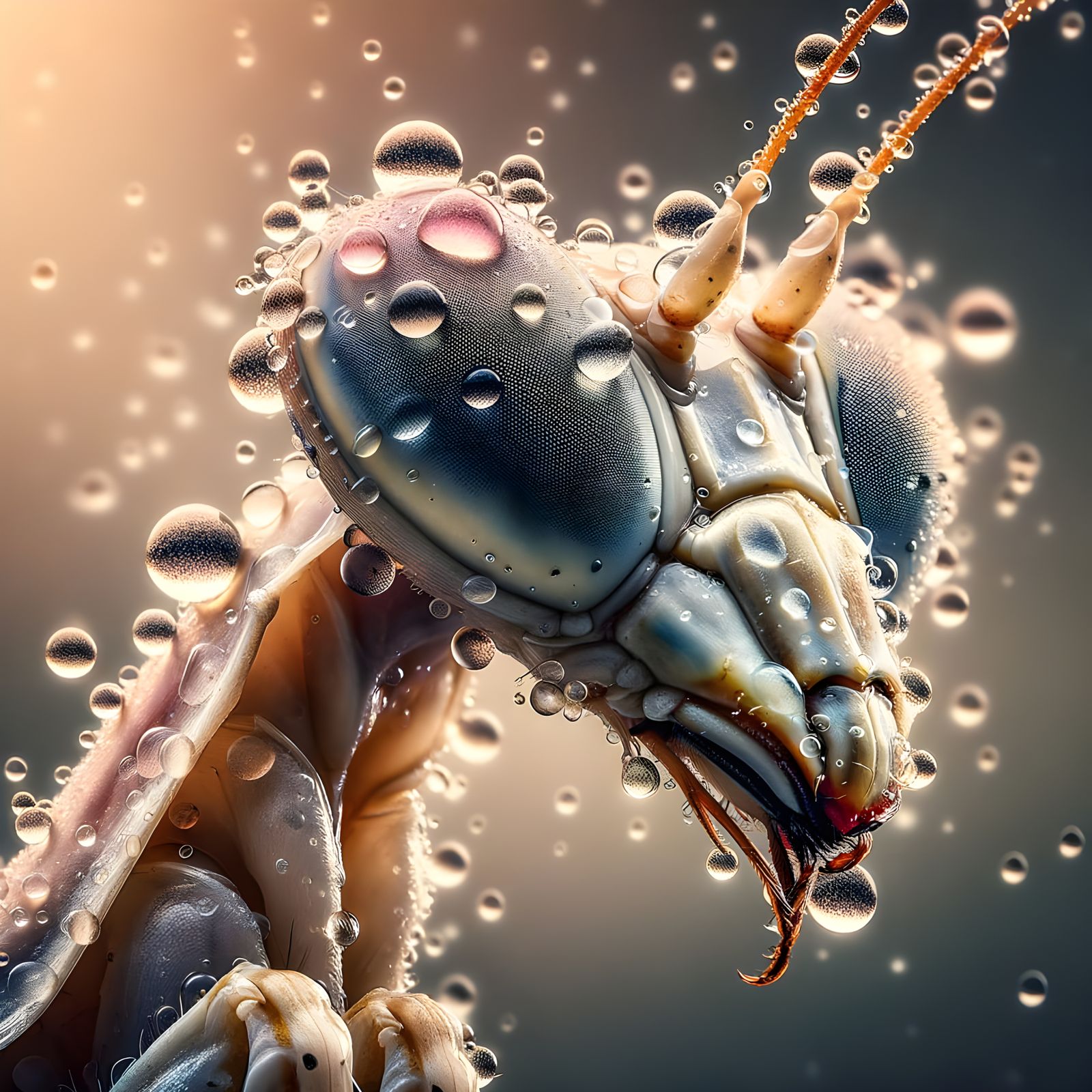 Orchid Mantis Head in Macro Photography Style