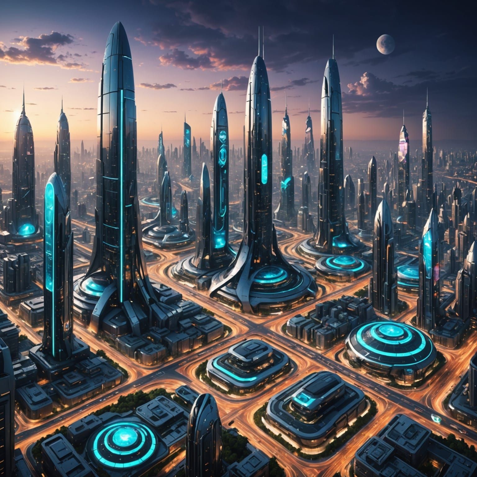 A Futuristic Cityscape in a Neon-Lit Year 3000