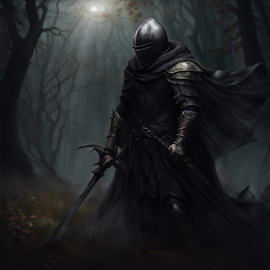 Dark Knight with Scythe in Hyperdetailed Dark Fantasy Art
