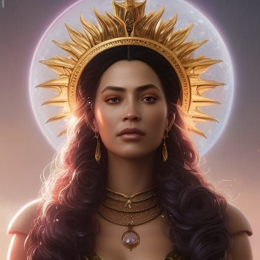 Sun Goddess in Lace Gown: Detailed Concept Art