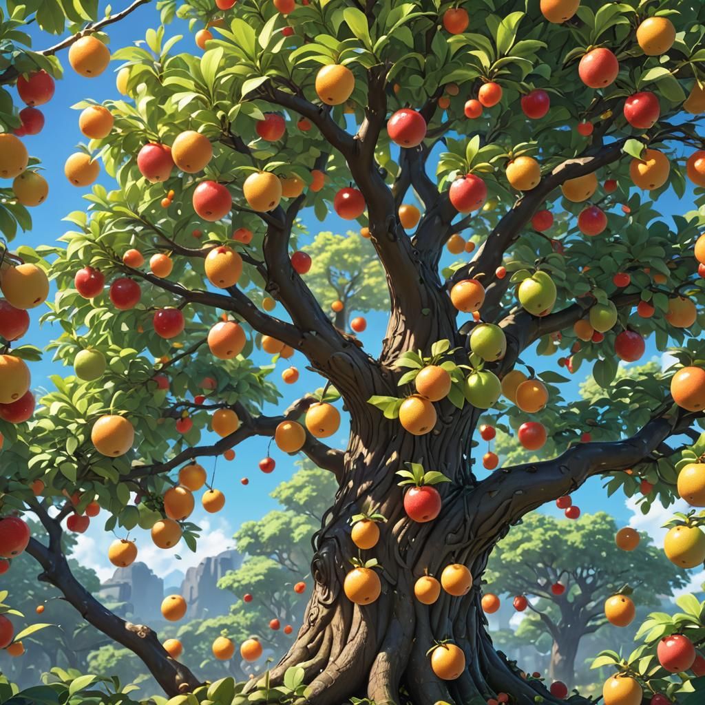 Dream Tree with Fruits in Anime 3D Art