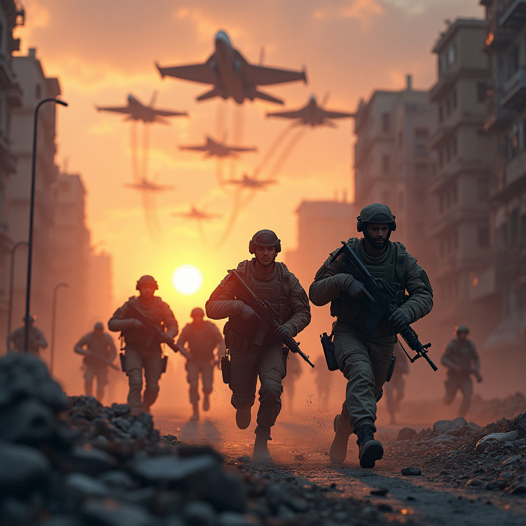 Soldiers in Ruined City, Inspired by Concept Art