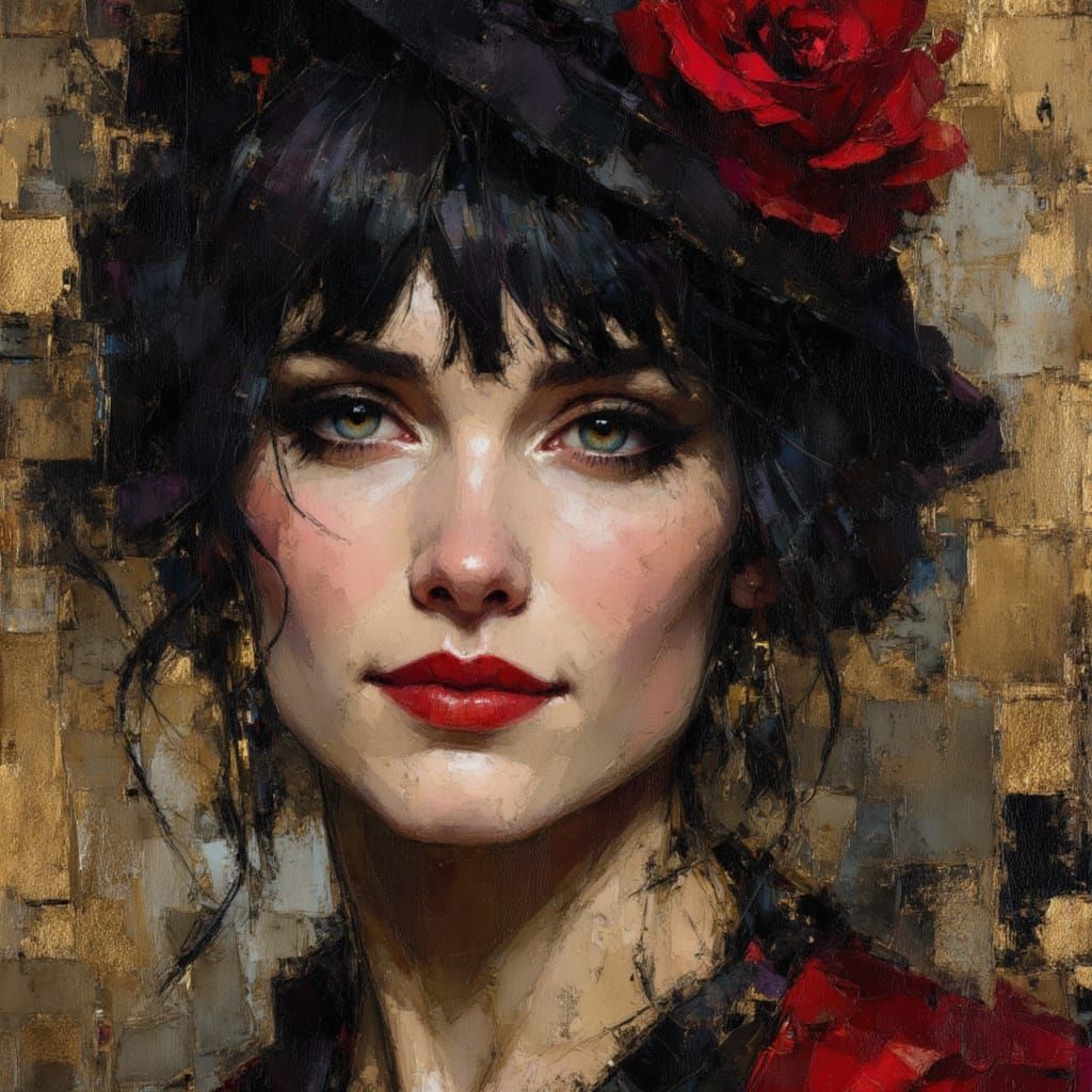 Punk Queen Portrait in Rococo Style