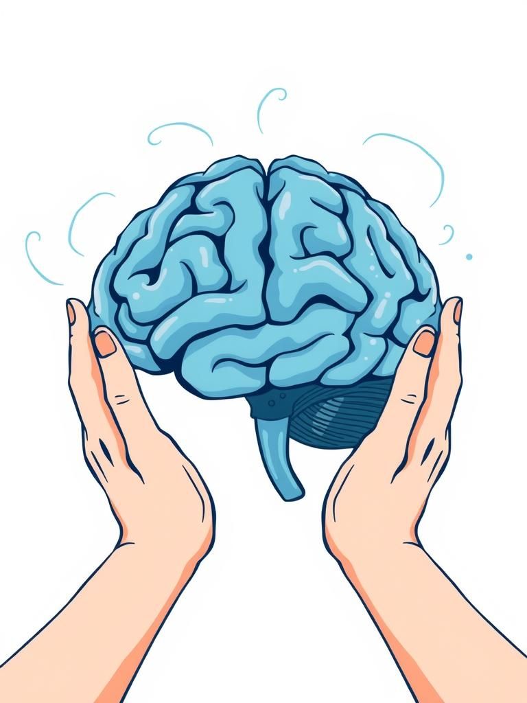 Supportive Hands Cradle a Brain: Mental Health Concept