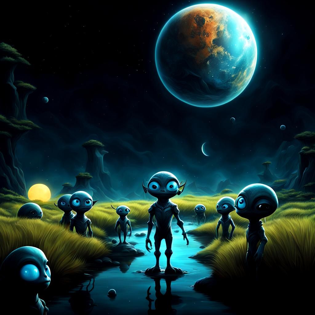 Cute Alien Schoolchildren's Recreation in Another World