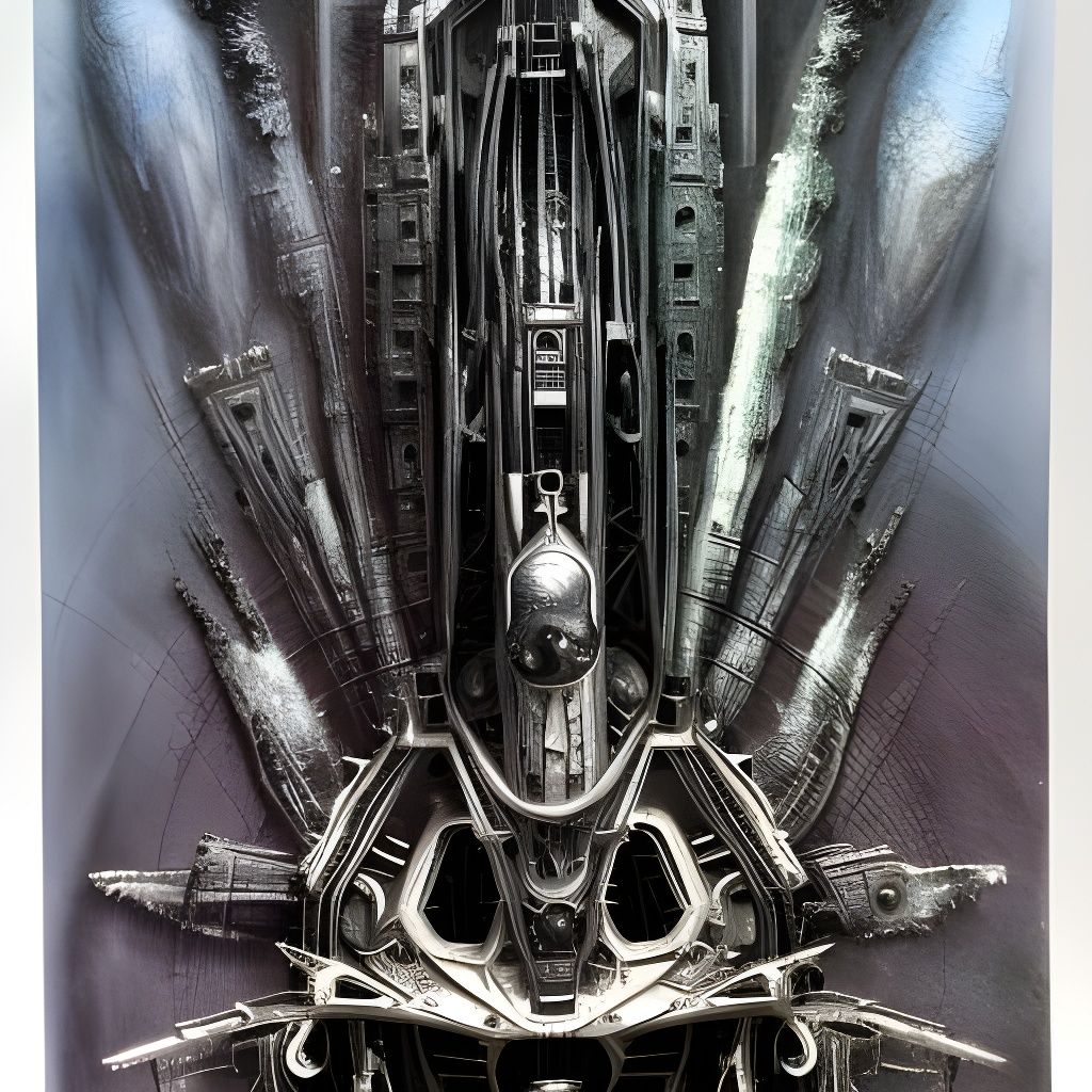 Grimdark Gothic Spaceship in Mixed Media