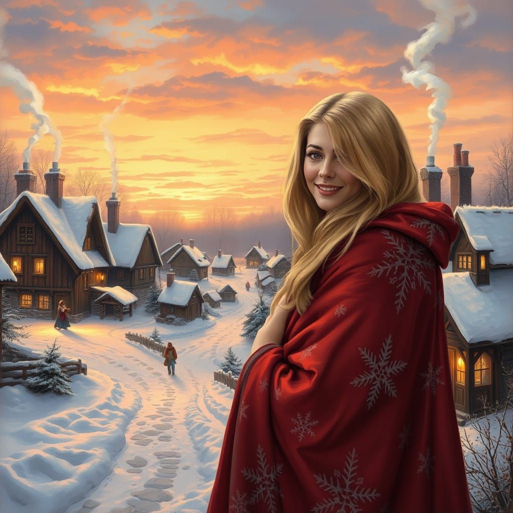 Enchanted Winter Village at Golden Hour