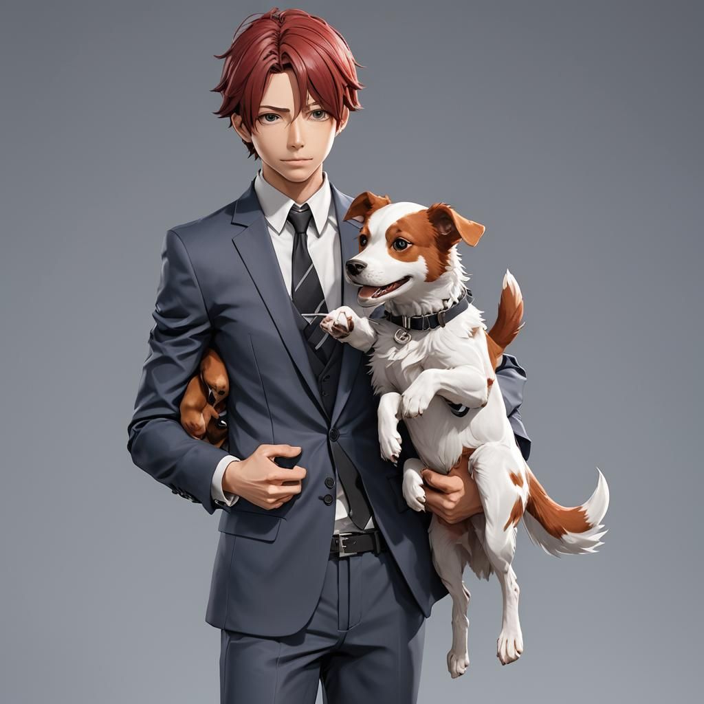 Shoto Todoroki with Dog, in 3D Anime Style