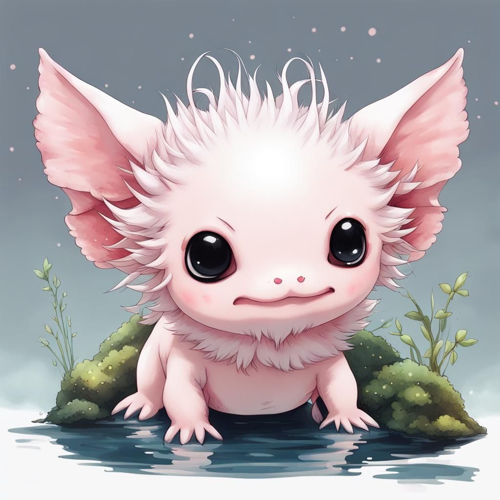 Cute Chibi Axlotl in Anime Wonderland