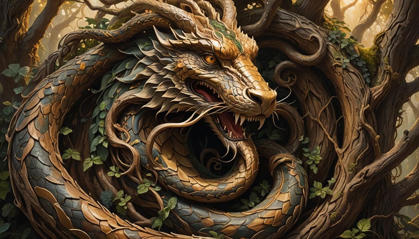 Ancient Serpent of Wisdom in Mystical Realism