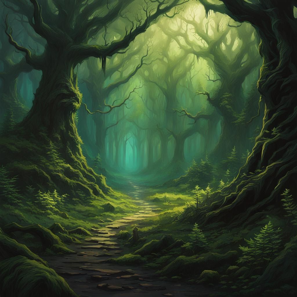 Eldritch Forest in Concept Art Style