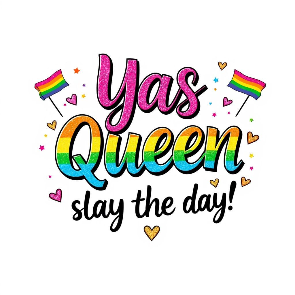 Bold Gay Pride Celebration in Vibrant Colors and Glitter