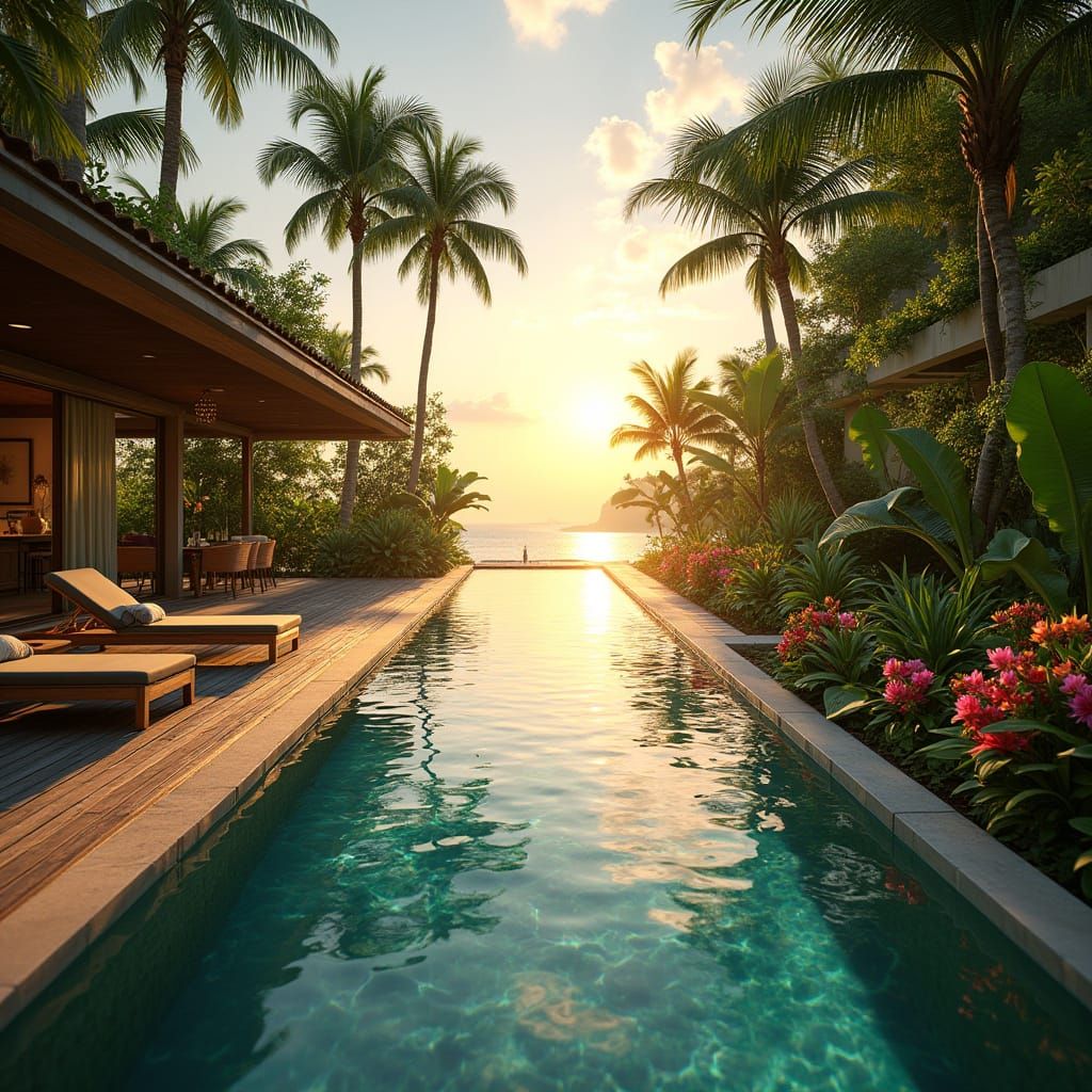 Luxurious Tropical Oasis with Crystal-Clear Infinity Pool