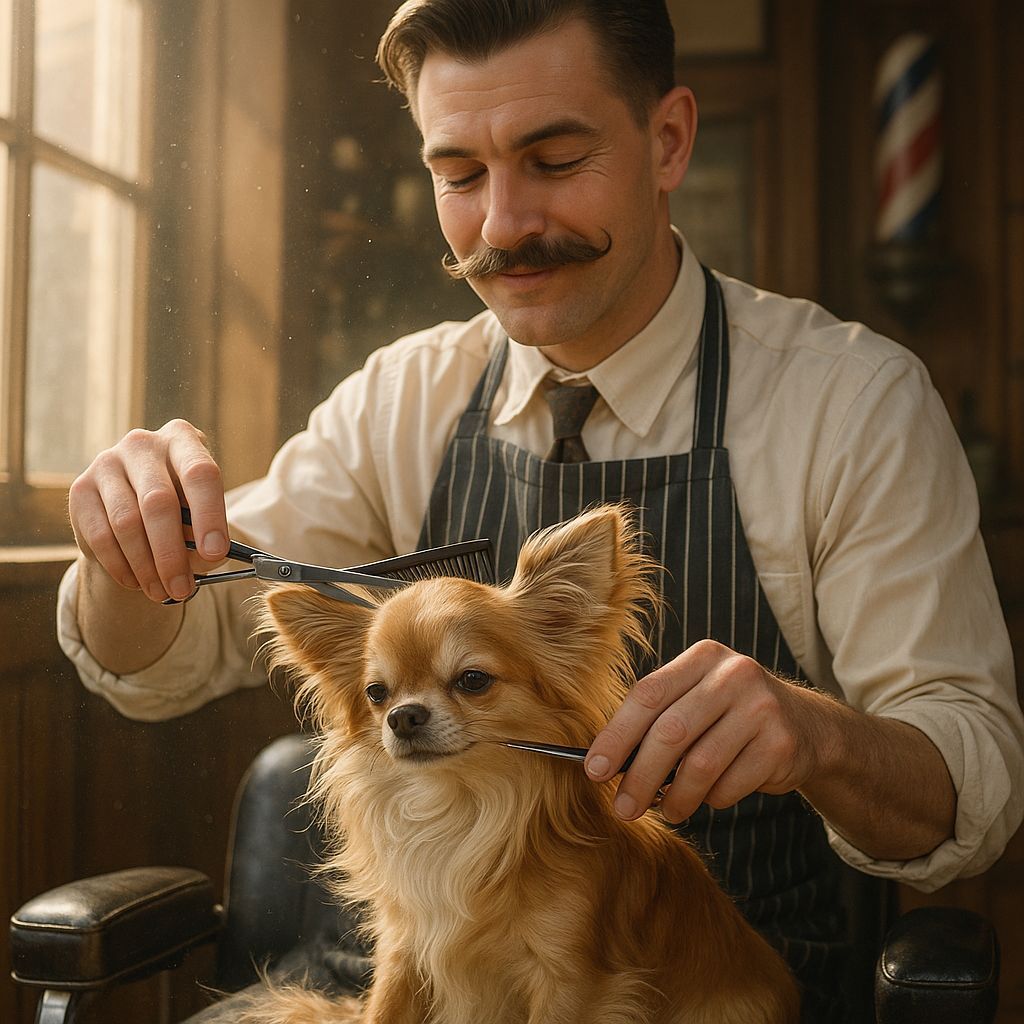 Charming Barber Gives Chihuahua a Haircut