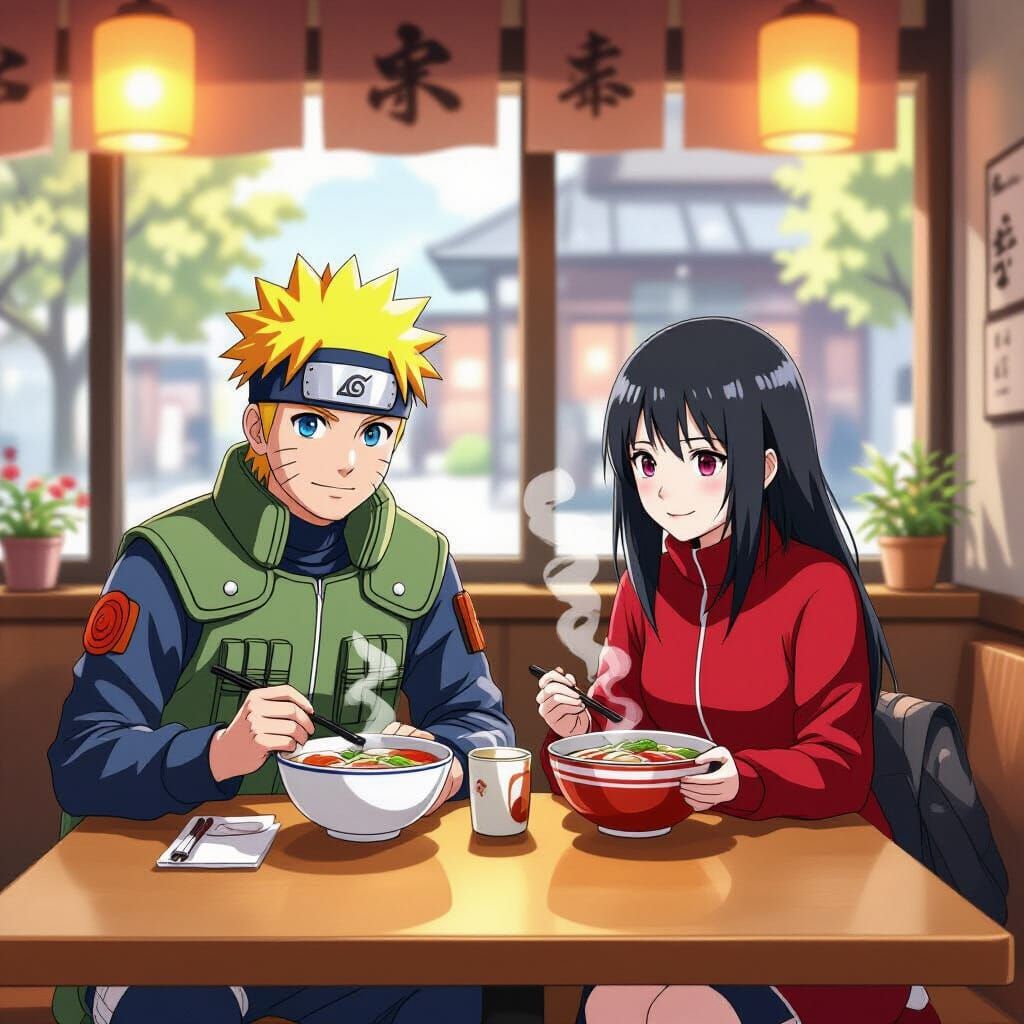 Naruto and Hinata at Ichiraku Ramen