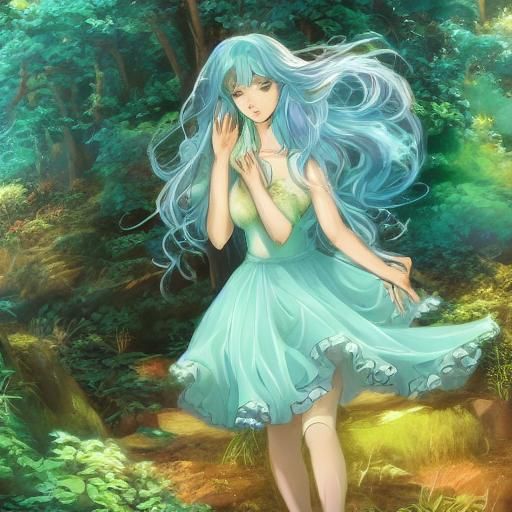 Radiant Turquoise Fairy Godmother in Anime Art