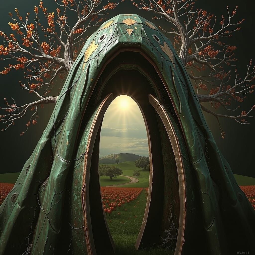 Golden Autumn Landscape with Radiant Light