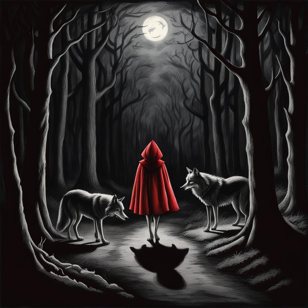 Little Red Riding Hood: Charcoal Drawing